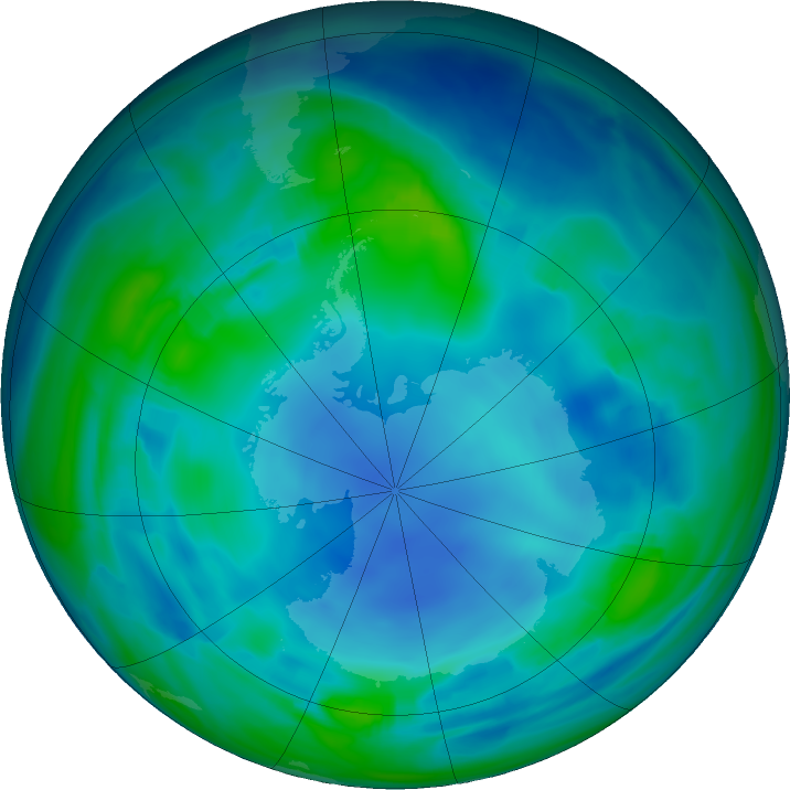 Antarctic ozone map for 19 May 2023